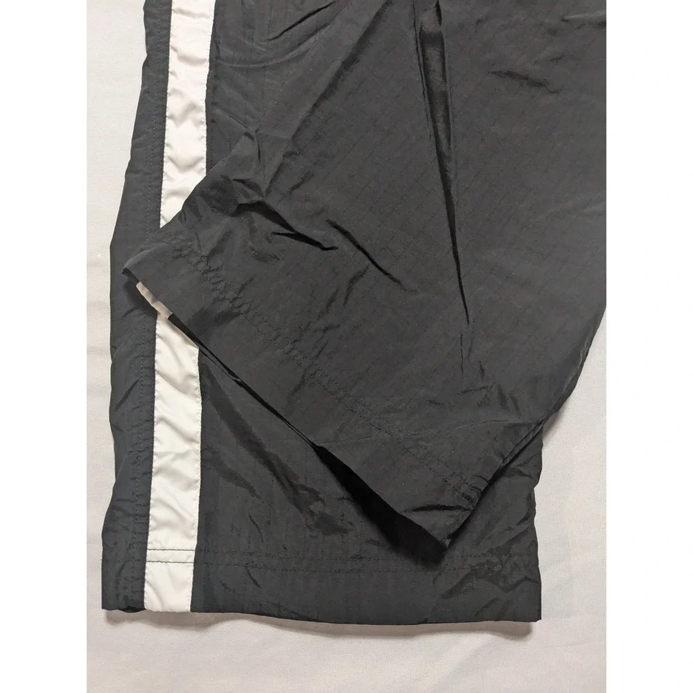 VTG 90s NIKE Men Large Black Track Pants White Side-Stripe Blue Ankle Swoosh EUC